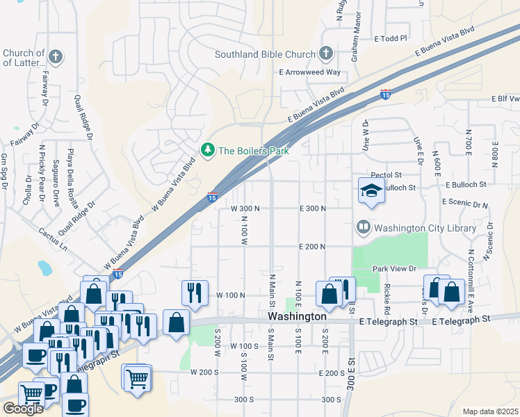 map of restaurants, bars, coffee shops, grocery stores, and more near North Liberty Circle in Washington
