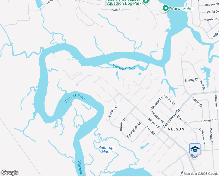 map of restaurants, bars, coffee shops, grocery stores, and more near 1231 Patrick Lane in Newport News