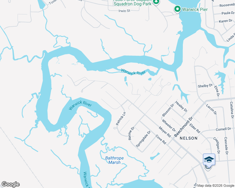 map of restaurants, bars, coffee shops, grocery stores, and more near 1231 Patrick Lane in Newport News