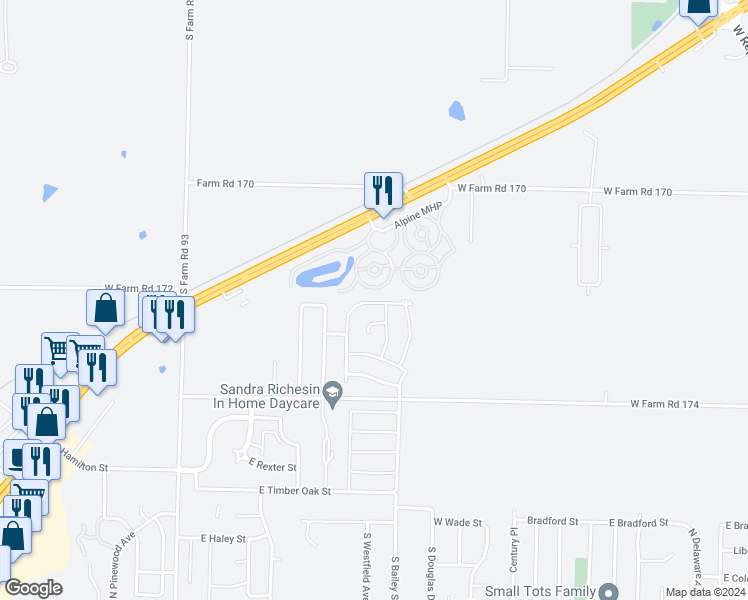 map of restaurants, bars, coffee shops, grocery stores, and more near 2451 East Willow Street in Republic