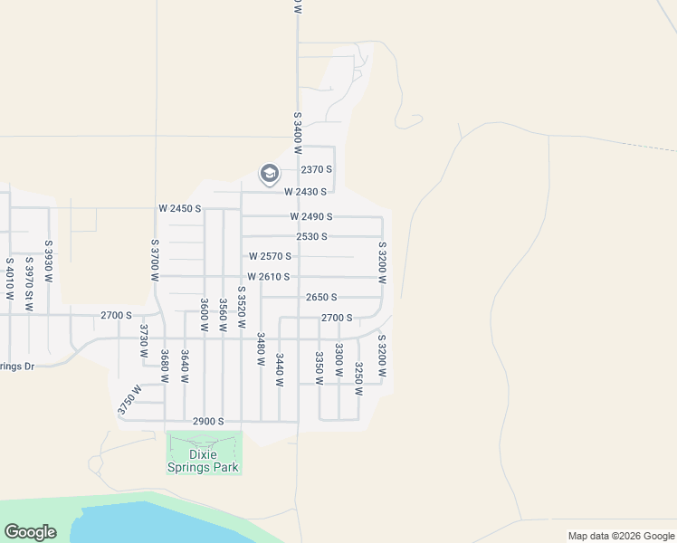 map of restaurants, bars, coffee shops, grocery stores, and more near 3321 West 2610 South in Hurricane