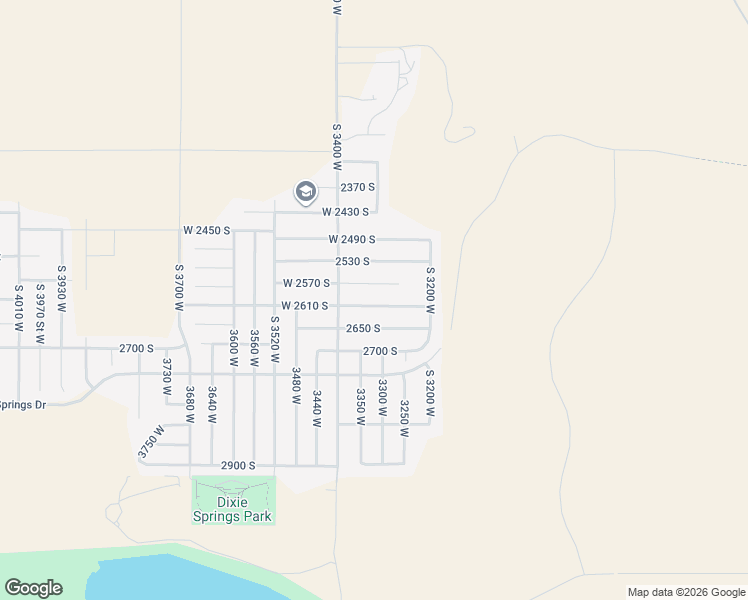 map of restaurants, bars, coffee shops, grocery stores, and more near 3321 West 2610 South in Hurricane