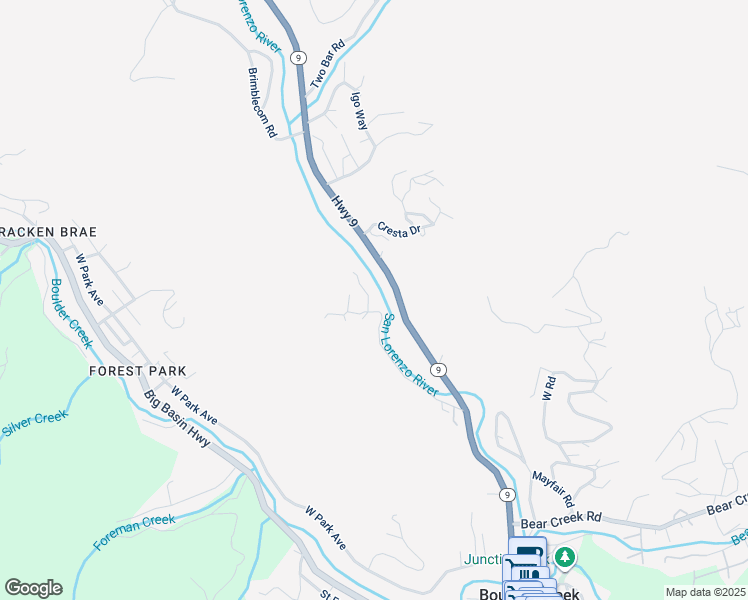 map of restaurants, bars, coffee shops, grocery stores, and more near 564 Lilac Avenue in Boulder Creek
