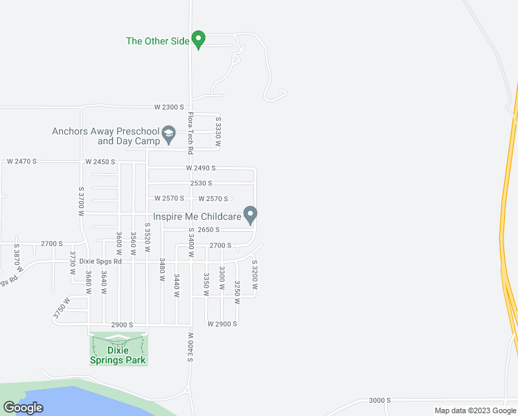 map of restaurants, bars, coffee shops, grocery stores, and more near 2591 South 3200 West in Hurricane