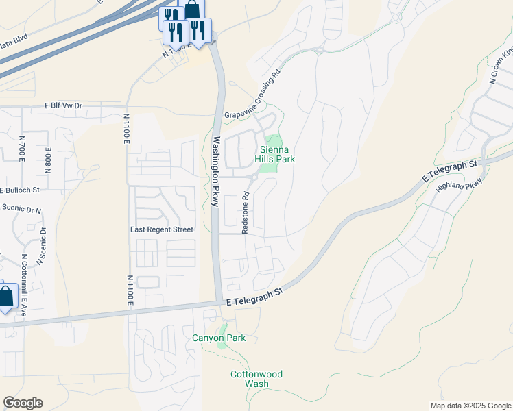 map of restaurants, bars, coffee shops, grocery stores, and more near 344 North Puerta Drive in Washington