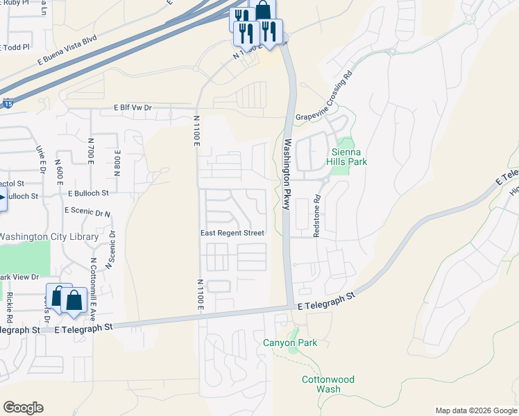 map of restaurants, bars, coffee shops, grocery stores, and more near 316 North Dover Lane in Washington