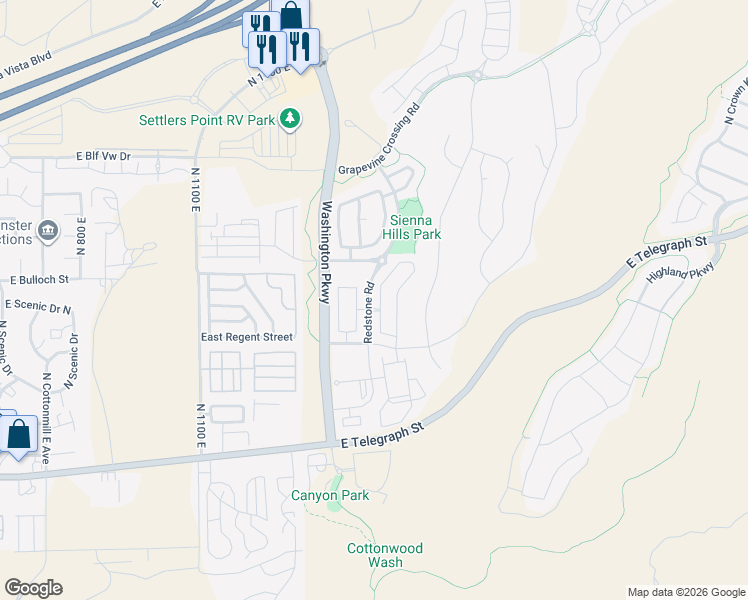 map of restaurants, bars, coffee shops, grocery stores, and more near 347 North Puerta Drive in Washington