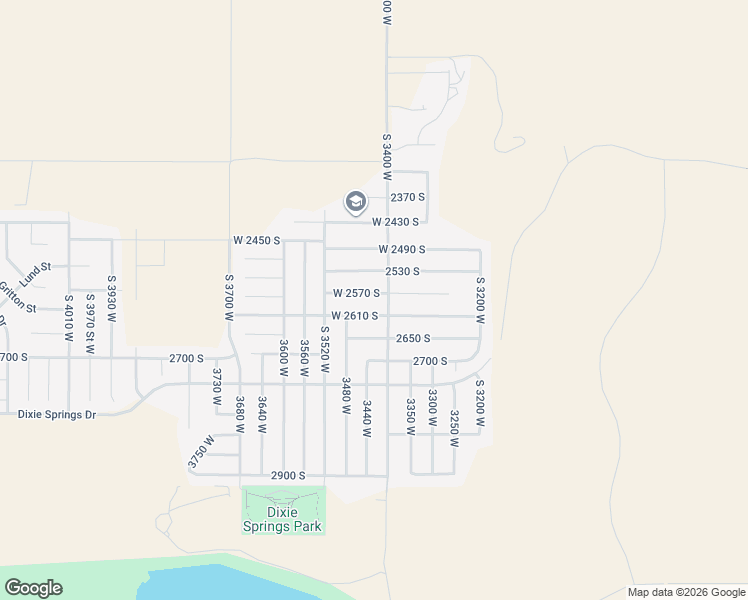 map of restaurants, bars, coffee shops, grocery stores, and more near 3429 West 2570 South in Hurricane