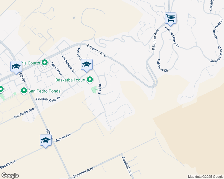 map of restaurants, bars, coffee shops, grocery stores, and more near 2775 Casa Grande Court in Morgan Hill