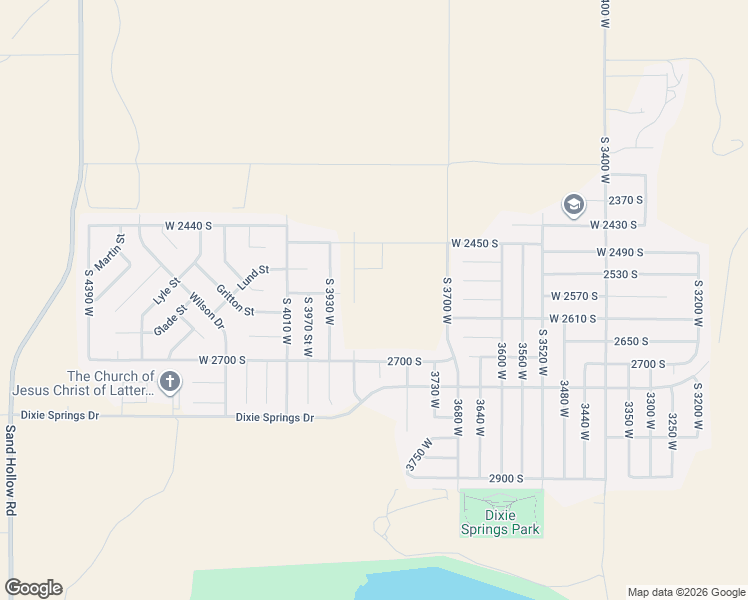 map of restaurants, bars, coffee shops, grocery stores, and more near 3835 West 2570 South in Hurricane