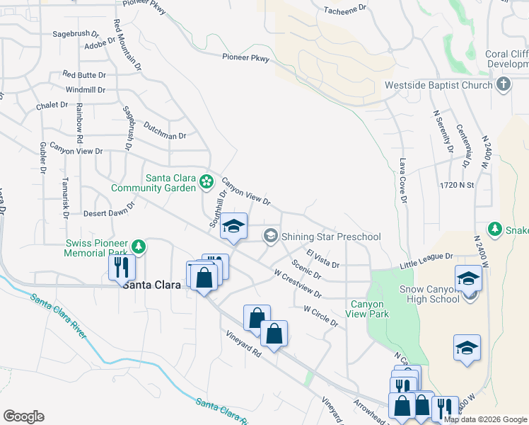 map of restaurants, bars, coffee shops, grocery stores, and more near 2706 Cove Circle in Santa Clara
