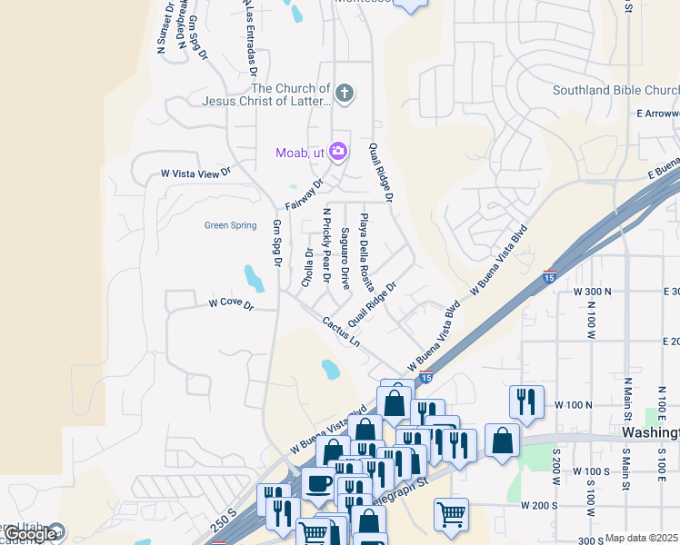 map of restaurants, bars, coffee shops, grocery stores, and more near 351 Saguaro Drive in Washington