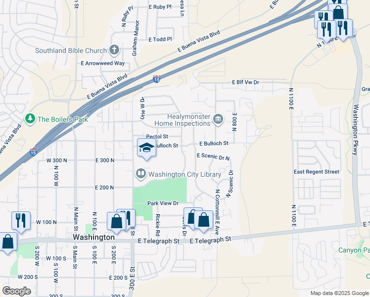 map of restaurants, bars, coffee shops, grocery stores, and more near 524 East Bulloch Street in Washington