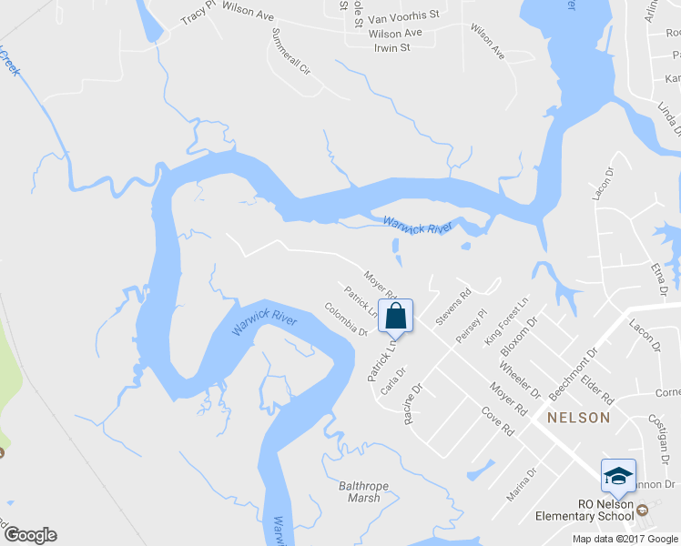 map of restaurants, bars, coffee shops, grocery stores, and more near 1244 Patrick Lane in Newport News