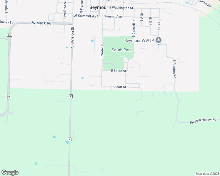 map of restaurants, bars, coffee shops, grocery stores, and more near 207 South City Limits Road in Seymour