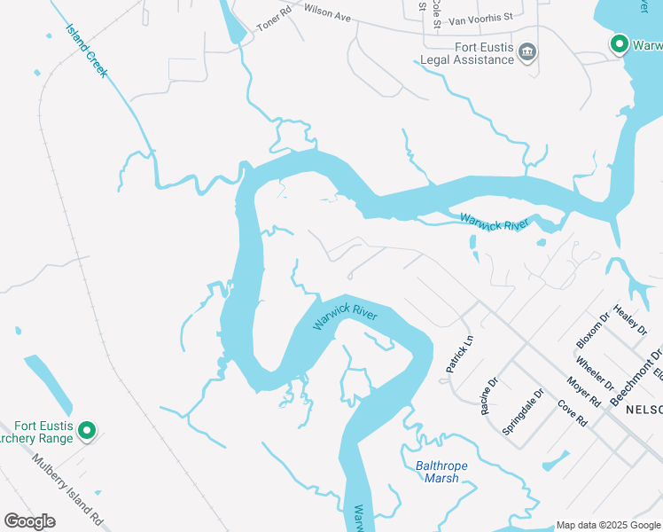 map of restaurants, bars, coffee shops, grocery stores, and more near 1336 Moyer Road in Newport News