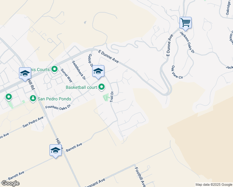 map of restaurants, bars, coffee shops, grocery stores, and more near 16715 Cerro Vista Drive in Morgan Hill