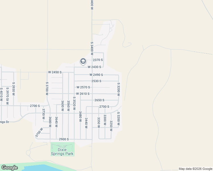 map of restaurants, bars, coffee shops, grocery stores, and more near 3288 West 2570 South in Hurricane