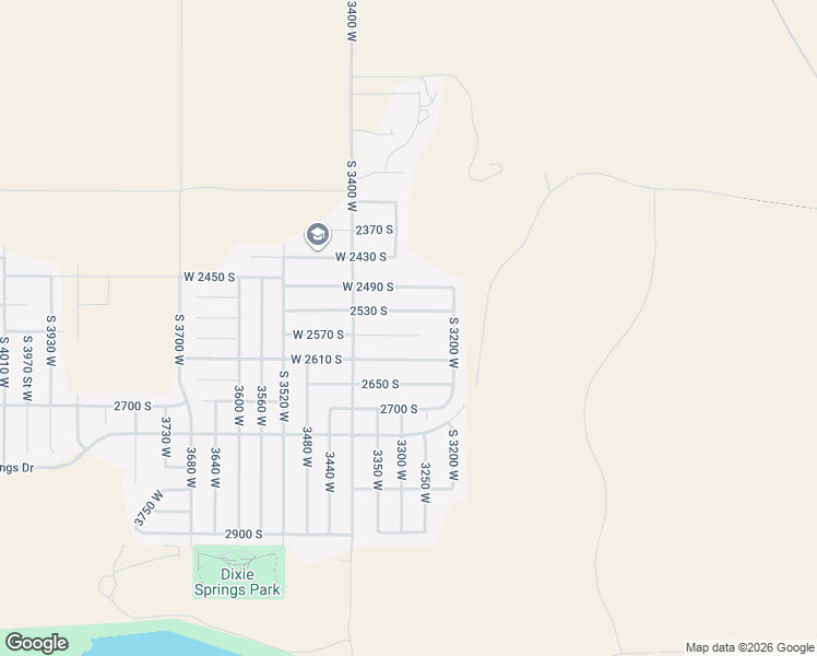 map of restaurants, bars, coffee shops, grocery stores, and more near 3288 West 2570 South in Hurricane