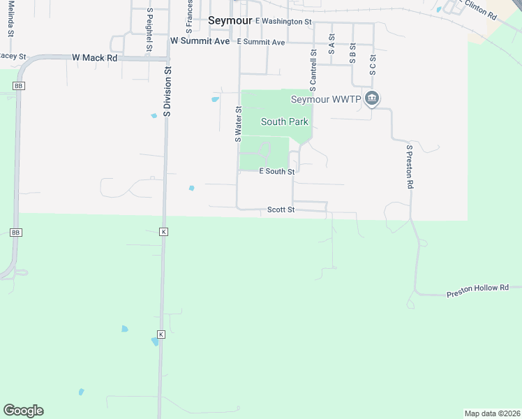 map of restaurants, bars, coffee shops, grocery stores, and more near 207 South City Limits Road in Seymour