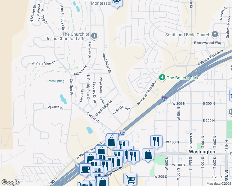 map of restaurants, bars, coffee shops, grocery stores, and more near 353 Quail Ridge Drive in Washington