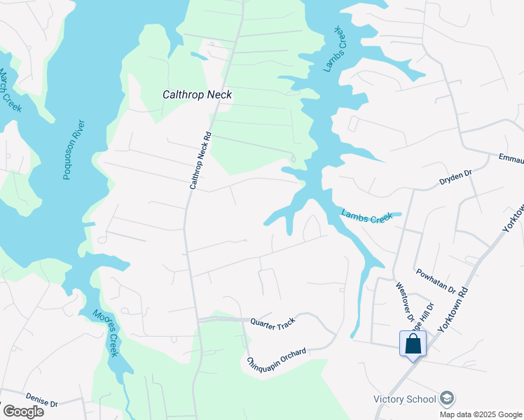 map of restaurants, bars, coffee shops, grocery stores, and more near 314 Bunting Point Road in Yorktown