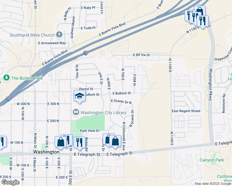 map of restaurants, bars, coffee shops, grocery stores, and more near 643 East Bulloch Street in Washington