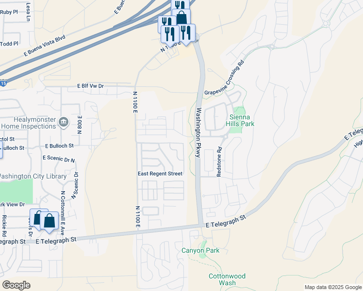 map of restaurants, bars, coffee shops, grocery stores, and more near 381 N Windsor Dr in Washington