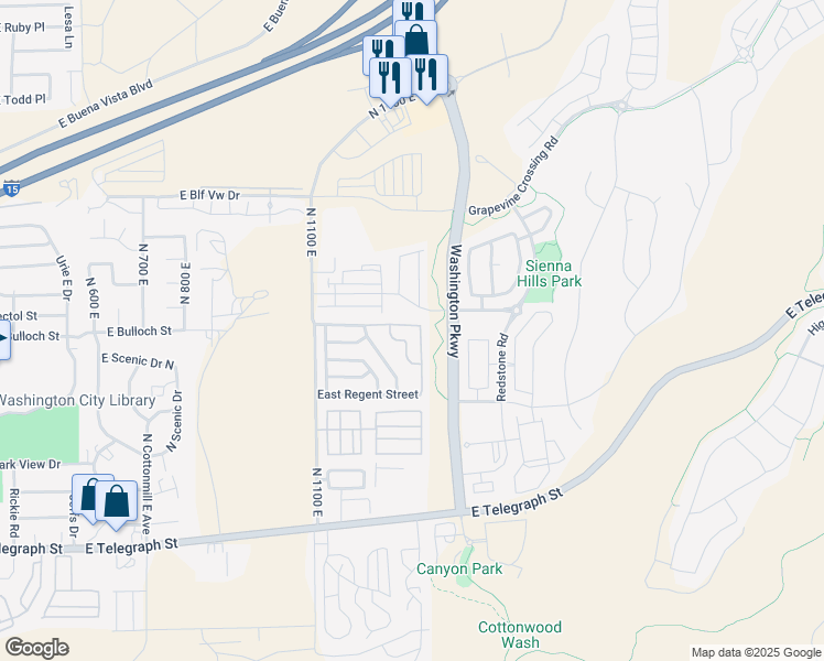 map of restaurants, bars, coffee shops, grocery stores, and more near 1314 East Pine Valley Street in Washington