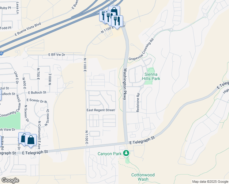 map of restaurants, bars, coffee shops, grocery stores, and more near 381 N Windsor Dr in Washington