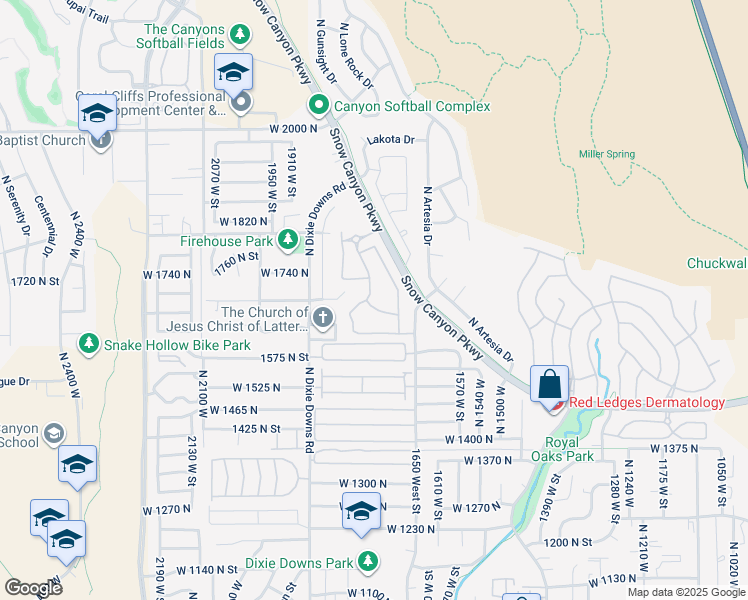 map of restaurants, bars, coffee shops, grocery stores, and more near in St. George