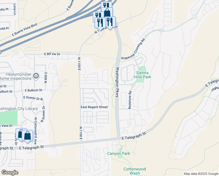 map of restaurants, bars, coffee shops, grocery stores, and more near 392 North Windsor Drive in Washington