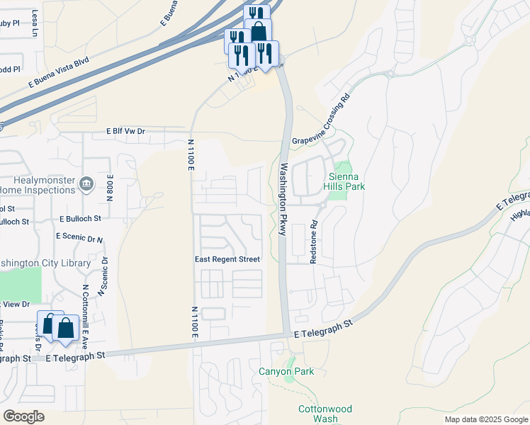 map of restaurants, bars, coffee shops, grocery stores, and more near 392 North Windsor Drive in Washington