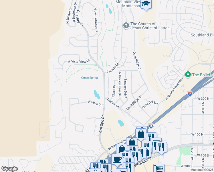 map of restaurants, bars, coffee shops, grocery stores, and more near 356 North Cactus Lane in Washington