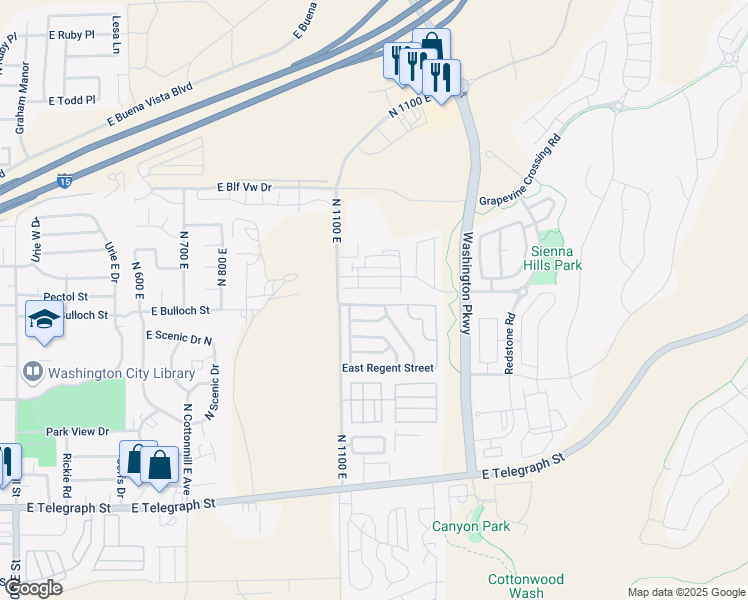 map of restaurants, bars, coffee shops, grocery stores, and more near 1160 East Pine Valley Street in Washington