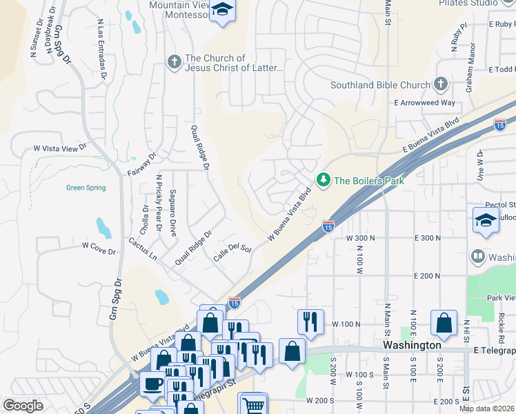 map of restaurants, bars, coffee shops, grocery stores, and more near 445 North Creek Ridge Drive in Washington