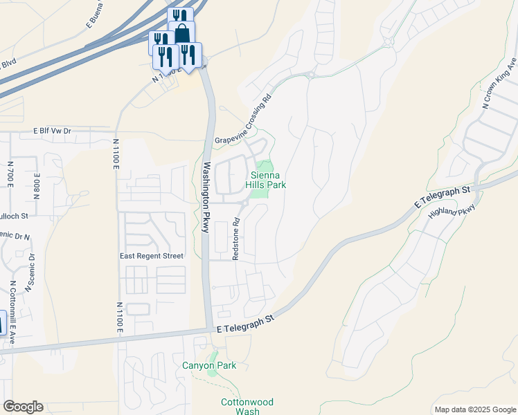 map of restaurants, bars, coffee shops, grocery stores, and more near 438 North Puerta Drive in Washington