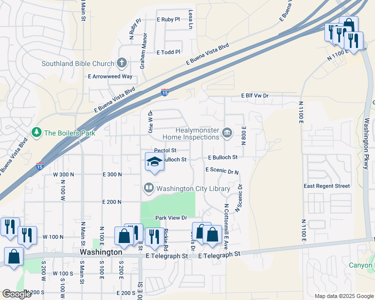 map of restaurants, bars, coffee shops, grocery stores, and more near 496 Pectol Street in Washington