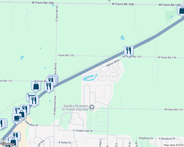 map of restaurants, bars, coffee shops, grocery stores, and more near 27 Shoreline Drive in Republic