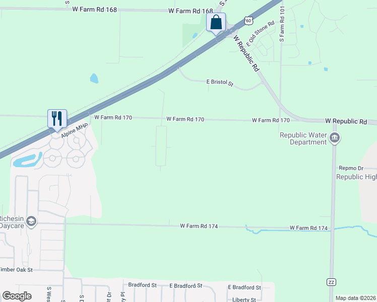 map of restaurants, bars, coffee shops, grocery stores, and more near in Republic