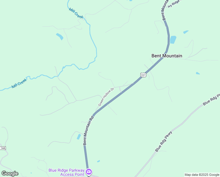 map of restaurants, bars, coffee shops, grocery stores, and more near 10585 Green Hollow Drive in Bent Mountain