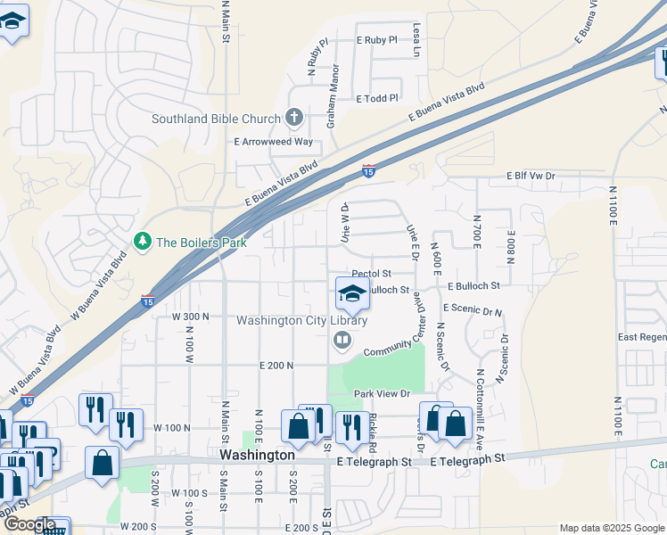 map of restaurants, bars, coffee shops, grocery stores, and more near 305 Pectol Street in Washington
