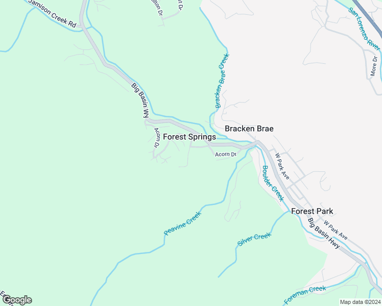map of restaurants, bars, coffee shops, grocery stores, and more near 141 Leafwood Drive in Boulder Creek