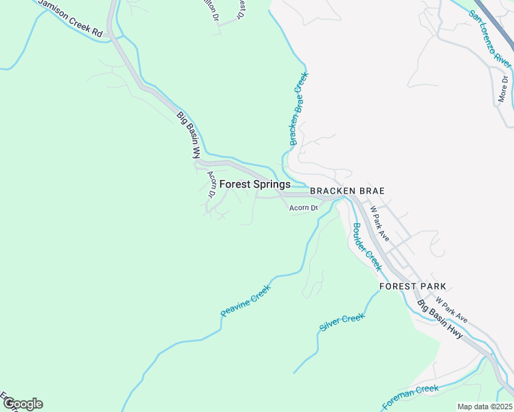 map of restaurants, bars, coffee shops, grocery stores, and more near 141 Leafwood Drive in Boulder Creek