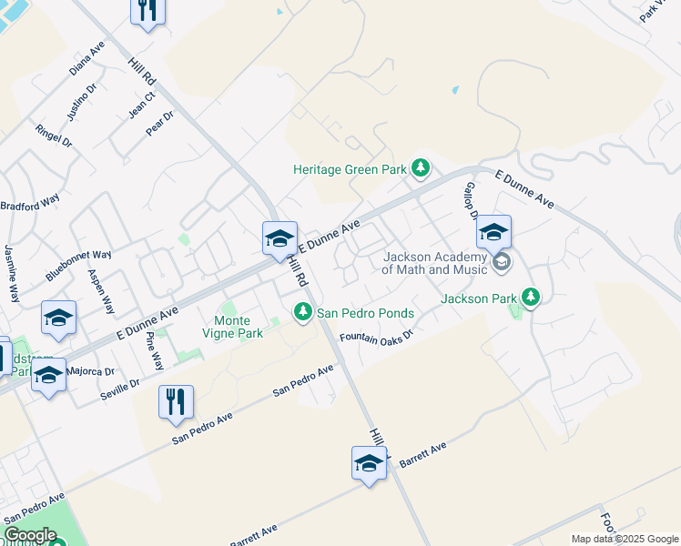 map of restaurants, bars, coffee shops, grocery stores, and more near 2137 Darnis Circle in Morgan Hill