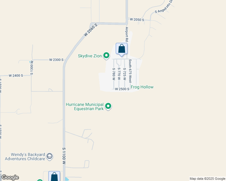 map of restaurants, bars, coffee shops, grocery stores, and more near 781 West 2500 South in Hurricane