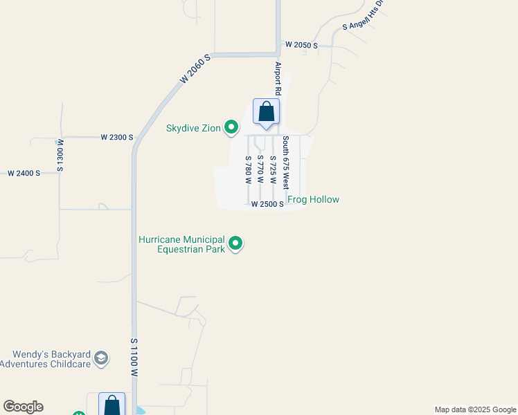 map of restaurants, bars, coffee shops, grocery stores, and more near 2476 South 770 West in Hurricane