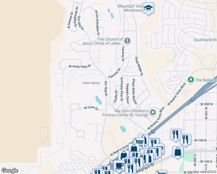 map of restaurants, bars, coffee shops, grocery stores, and more near 356 North Cactus Lane in Washington