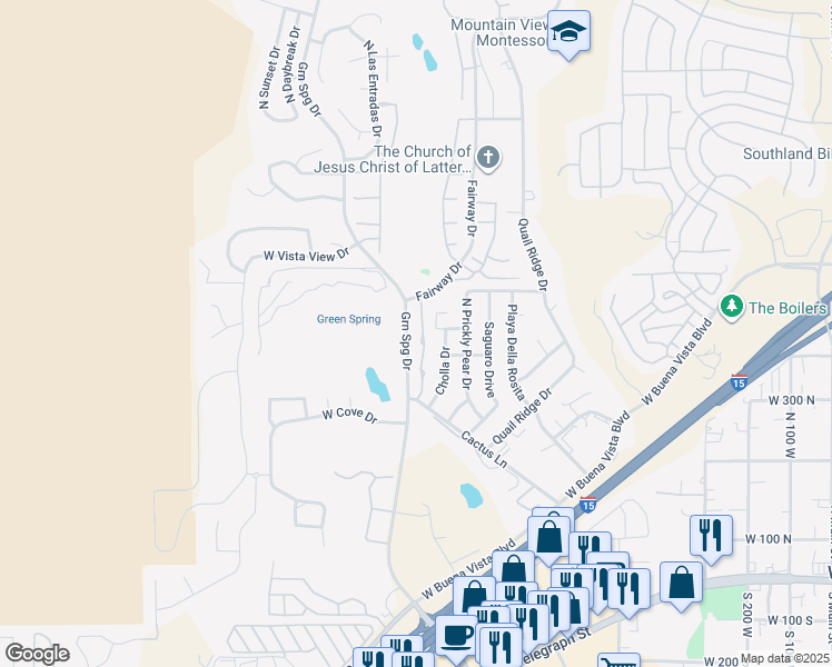 map of restaurants, bars, coffee shops, grocery stores, and more near 356 North Cactus Lane in Washington