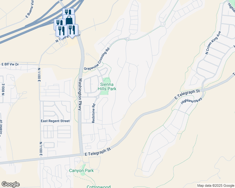 map of restaurants, bars, coffee shops, grocery stores, and more near 480 North Sage Crest Circle in Washington